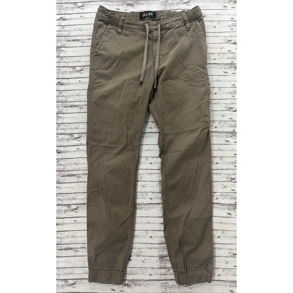 DUER Pants Mens 30 X 28 Khaki Brown T2X Slim Fit Stretch Joggers